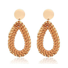 2021 New Trends Wooden handmade rattan drop-shaped drop earrings